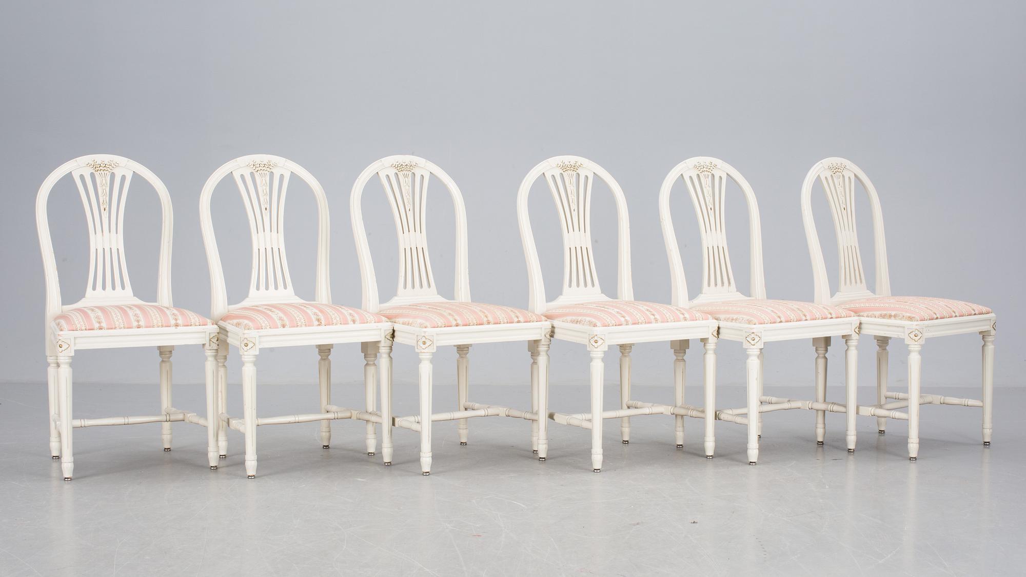 MATGRUPP, 8 delar, gustaviansk stil. 1900-talets andra hälft.