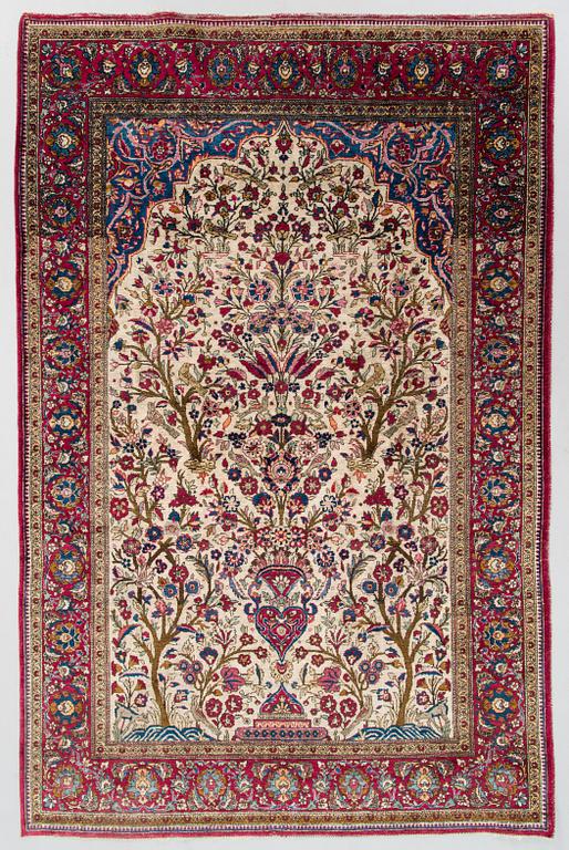 A Keshan silk rug, ca 198x129 cm.