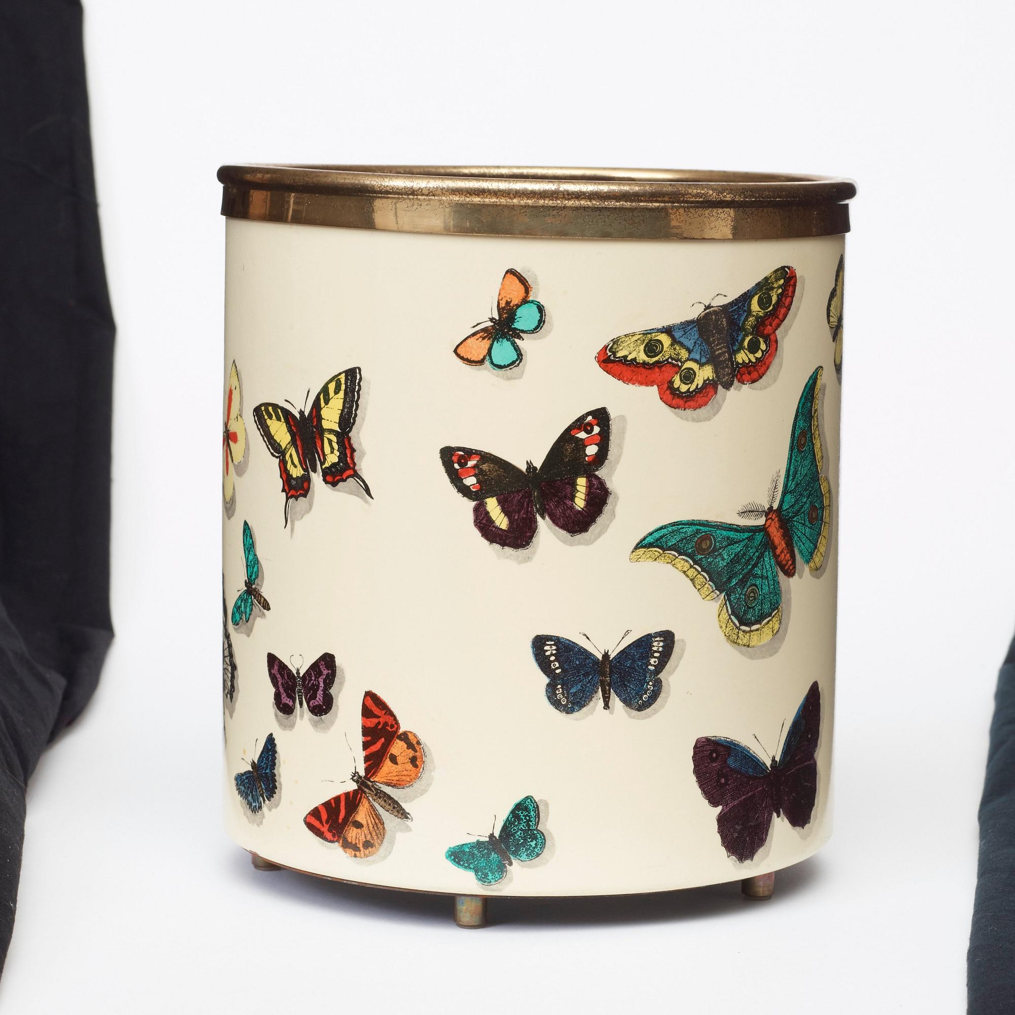 A Piero Fornasetti 'Farfalle' waste paper bin, Milan, Italy.
