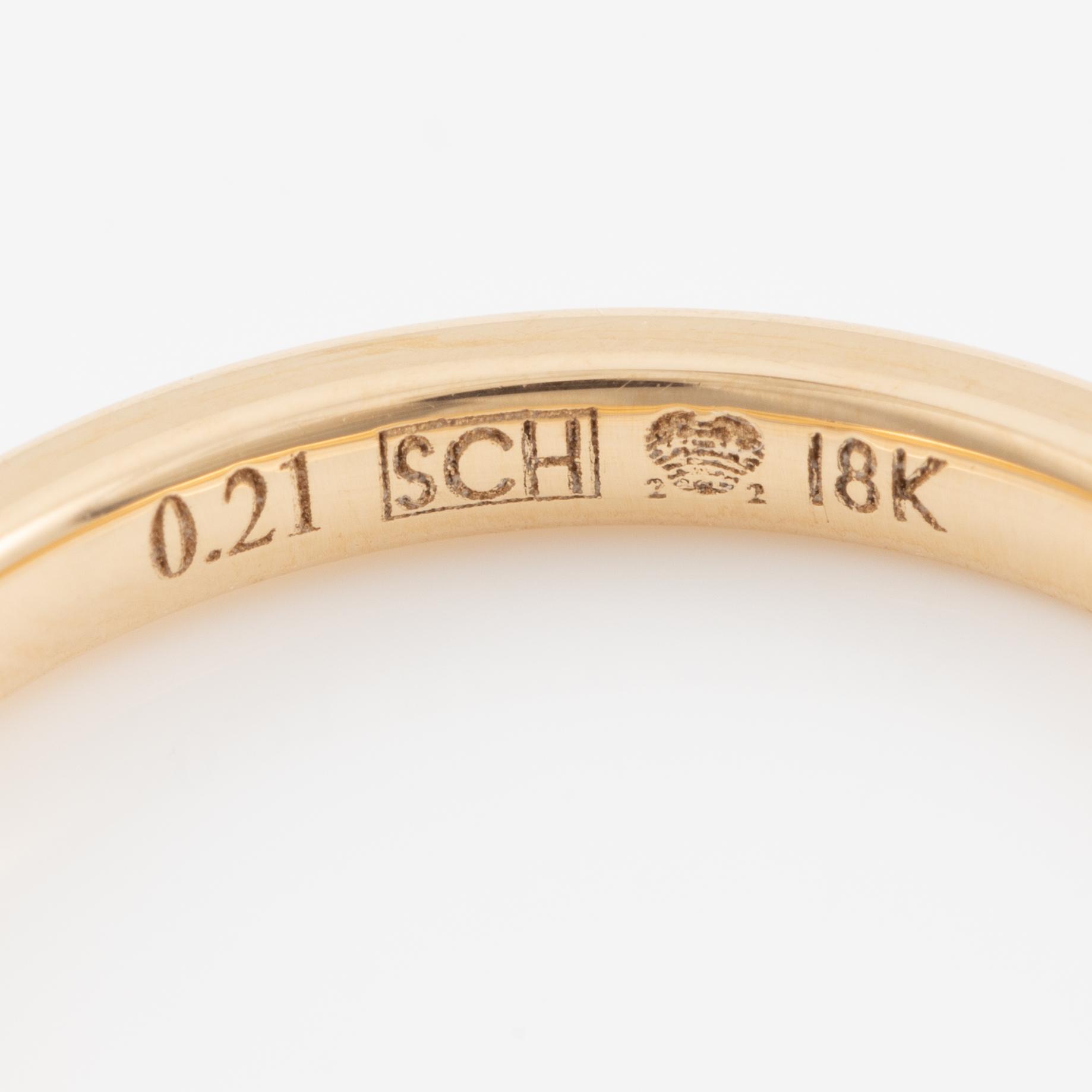 Wedding rings, a pair, Schalins, 18K gold with brilliant-cut diamonds.