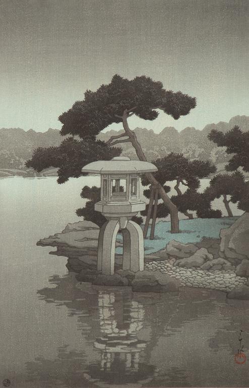 Kawase Bunjiro Hasui, 'Moon over Kiyosumi Garden (Tsuki no Kiyosumien'.