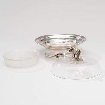 SMÖRSKÅL, silver och glas, S:t Petersburg, Ryssland 1800-talets slut.