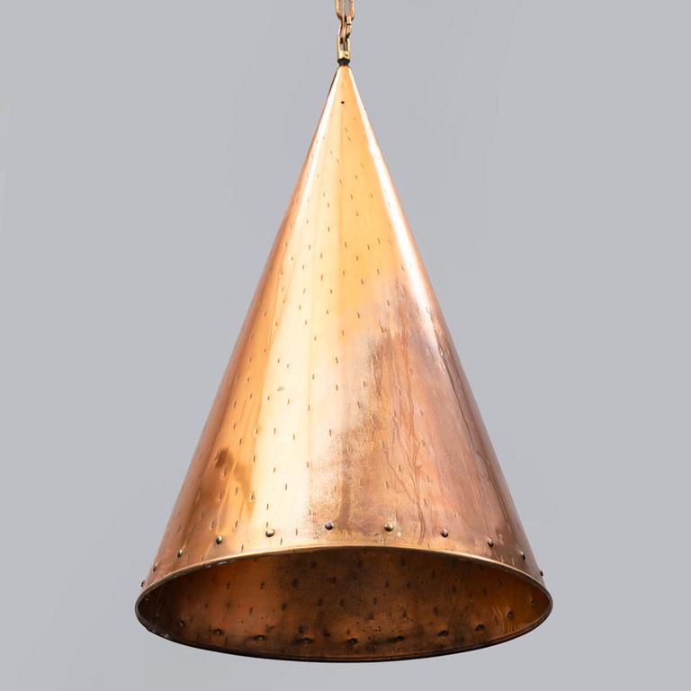 A 1970s copper ceiling light, Denmark.