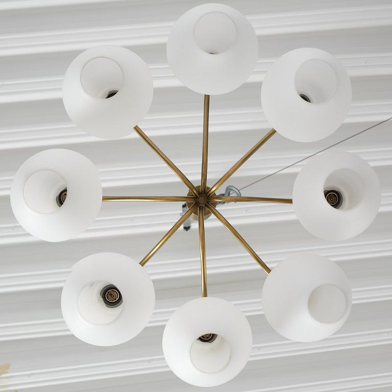 Harald Notini, eller Uno Westerberg, taklampa, Arvid Böhlmarks Lampfabrik, Stockholm, 1950-tal.