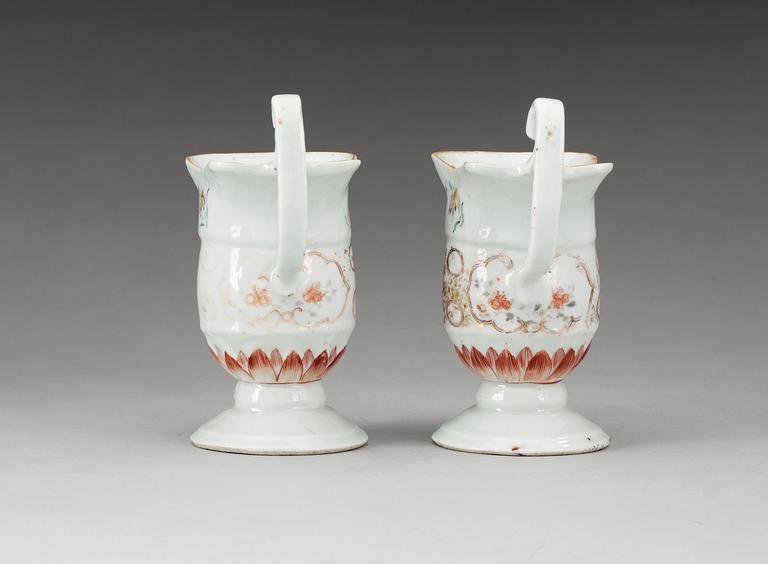 A pair of famille rose ewers, Qing dynasty, Qianlong (1736-95).