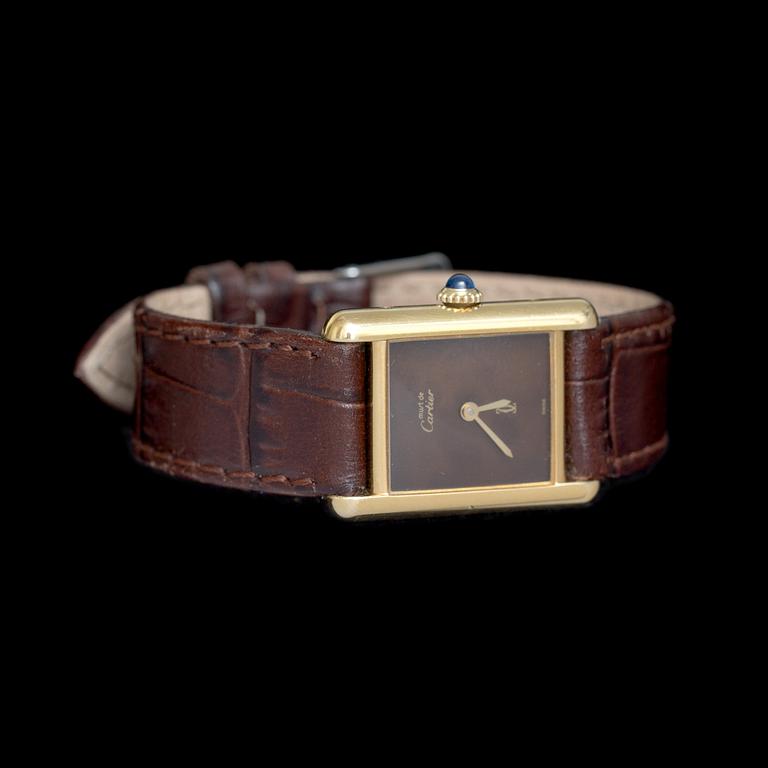 ARMBANDSUR, förgyllt silver,  must de Cartier.