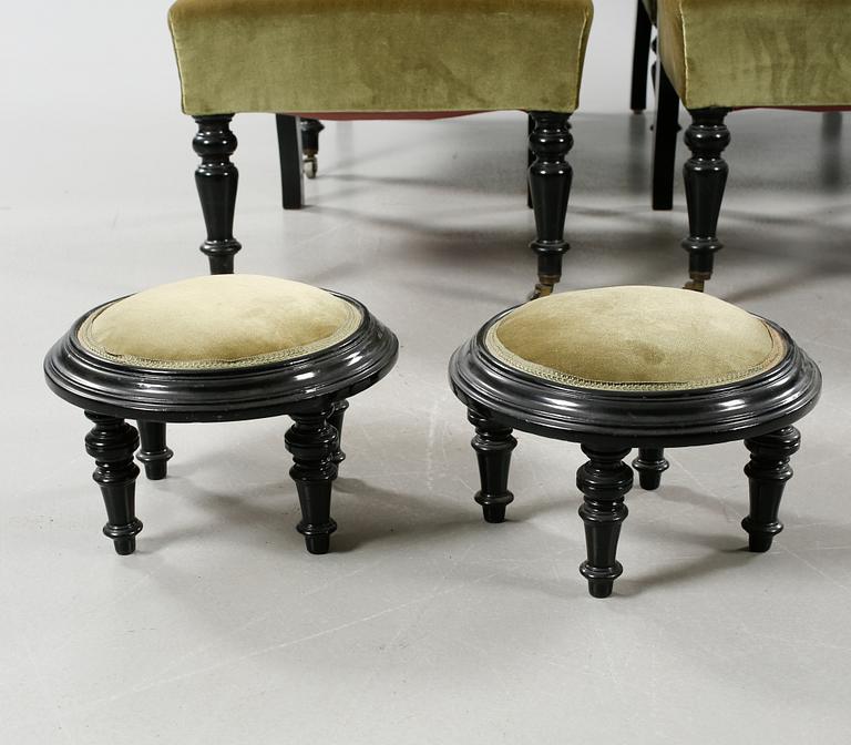 Nine pieces of late 19th century furniture in renaissance style.