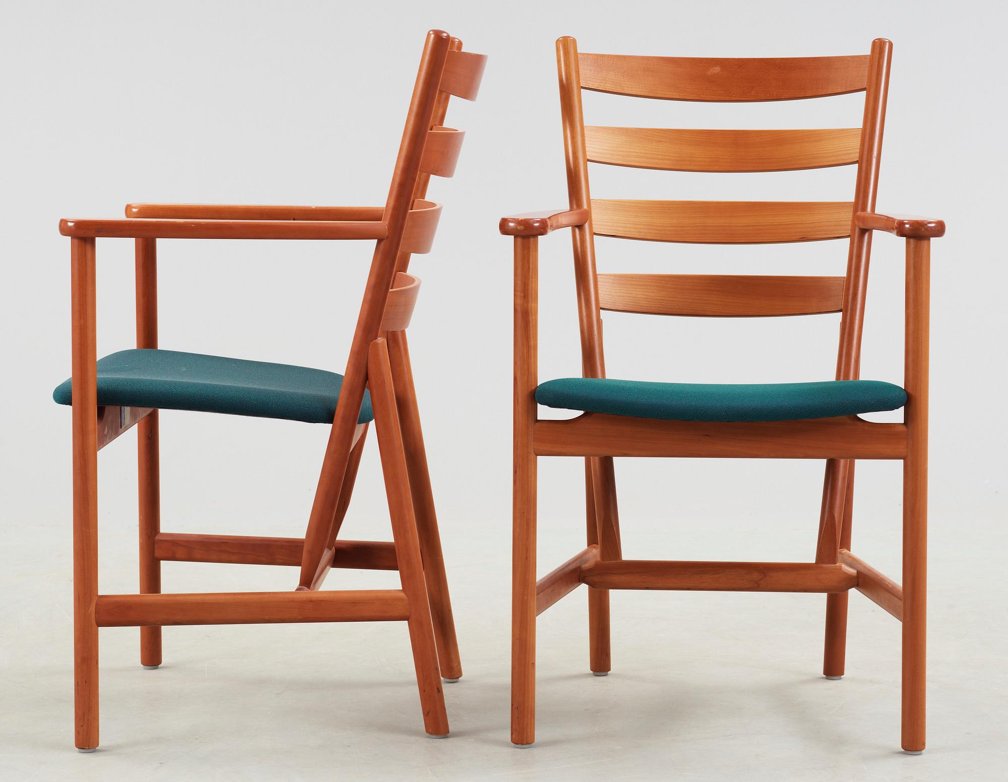 KARMSTOLAR, 8st, Hansen & Sorensen, Danmark, 1900-talets andra hälft.