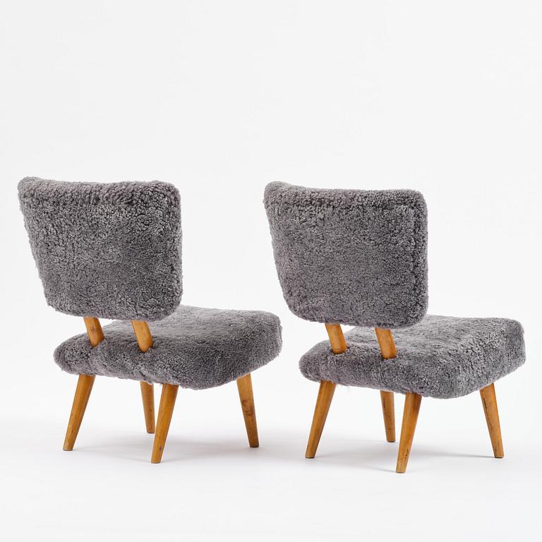 A pair of sheepskin lounge chairs, Norway, 1940s.