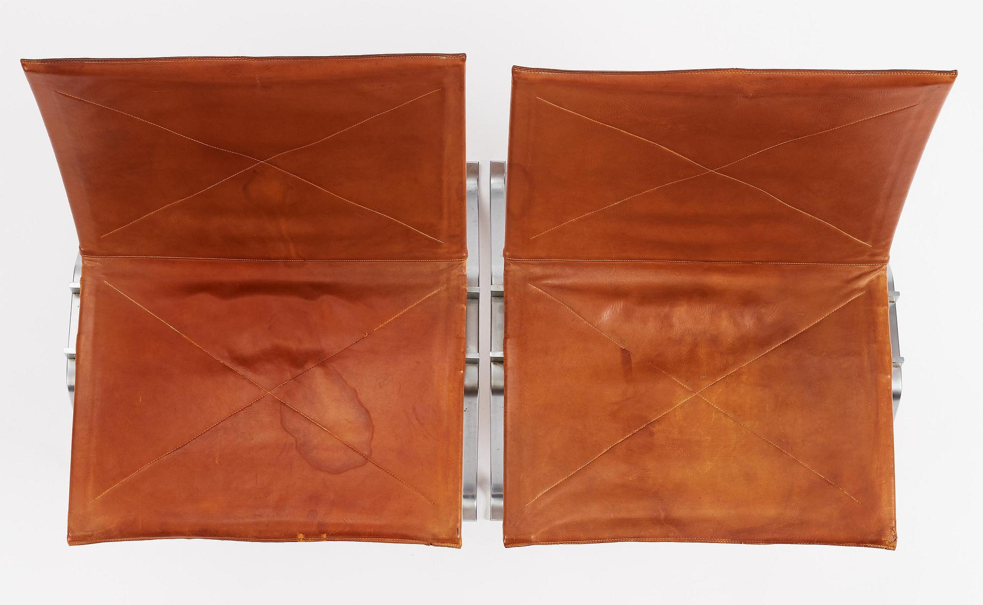Poul Kjaerholm, a pair of "PK22" easy chairs, E. Kold Christensen, Denmark.