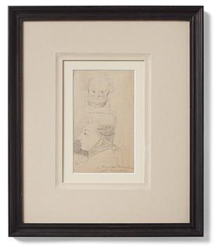 Carl August Ehrensvärd, King Gustav III and a portriat of a man, probably Rutger Macklean (1742-1816), en face.