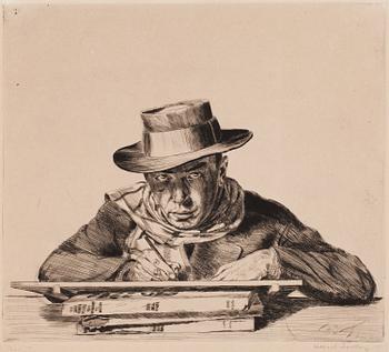 Harald Sallberg · HARALD SALLBERG, torrnål, signerad med blyerts, 1930.