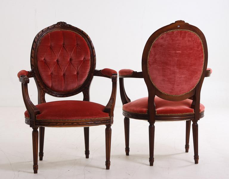 SALONGSMÖBEL, 3 delar, Louis XVI´stil, 1900-tal.