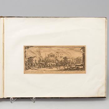 JACQUES CALLOT, Book, collection of 18 etchnings from Les miseres et les mal-hevrs de la gverre. 1633, later edition.