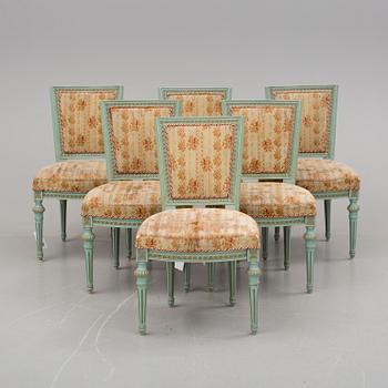 SOFFA och  STOLAR 6 st, gustaviansk stil, 1900-tal.