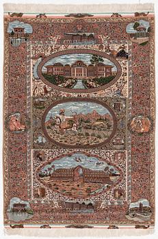 Matta, Täbriz, figural. ca 177 x. 241 cm.