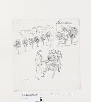 BERGMAN TAUBE, ASTRI. Litografier samt teckningar, 13 st. Sign.