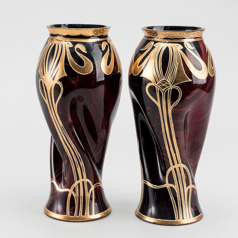 A pair of glas vases, 20th century,