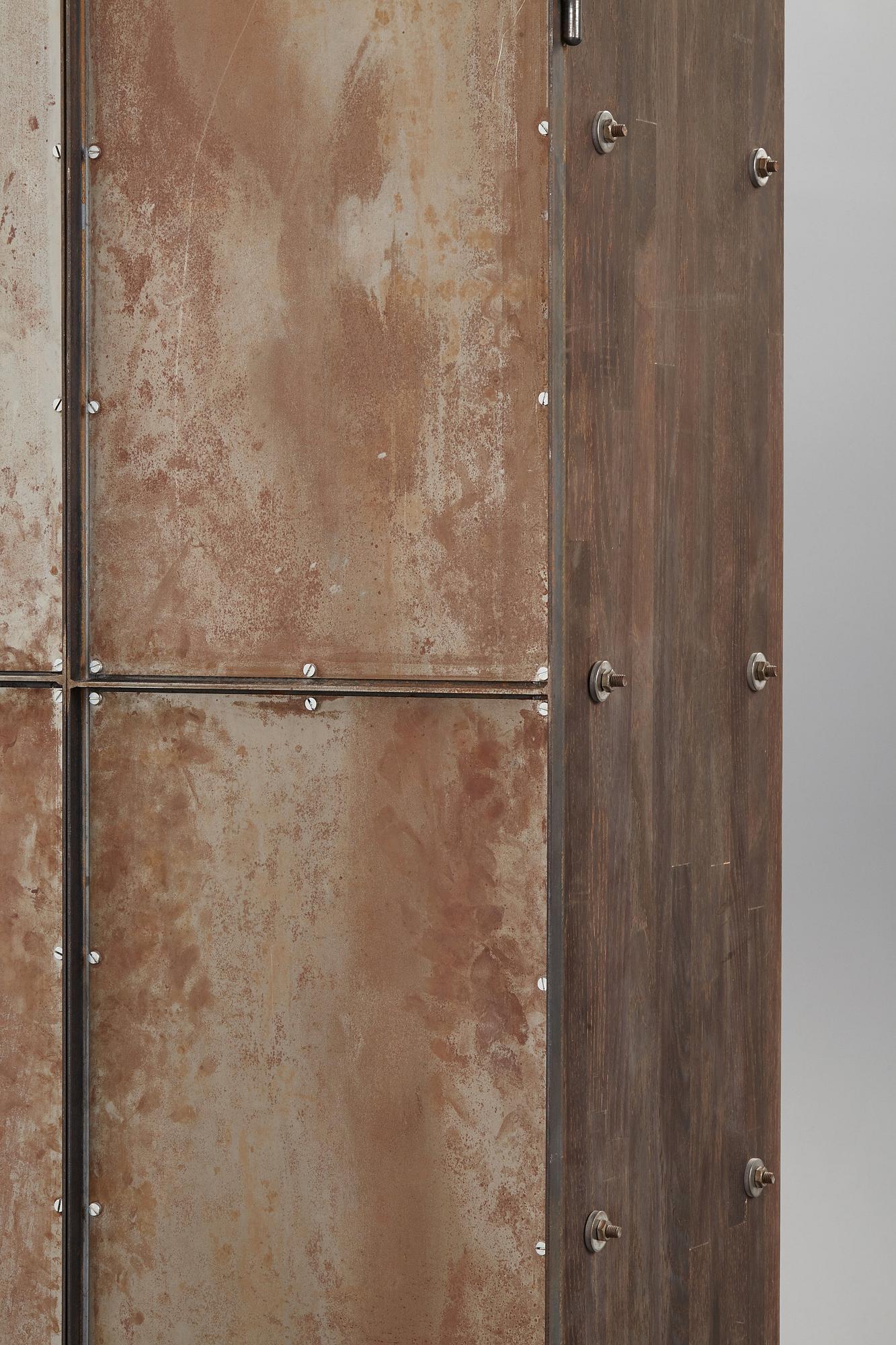 Jonas Bohlin, A Jonas Bohlin stained oak and patinated steel cabinet 'Slottsbacken', Källemo, Sweden circa 1987.