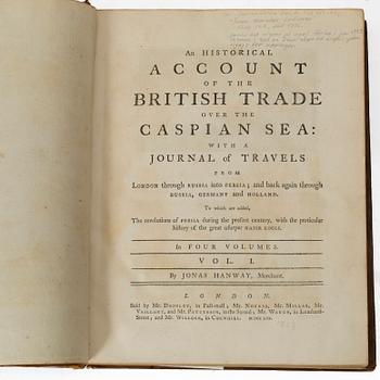 A collection of "Hanway's Travels in Persia" as well as "Tapestries with Figures from the 16th and 17th Centuries" etc.