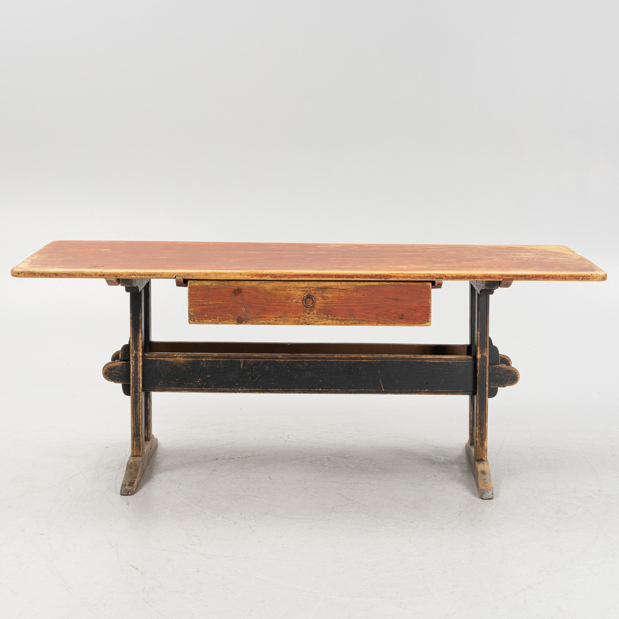 Bockbord med låda, allmoge, 17/1800-tal.