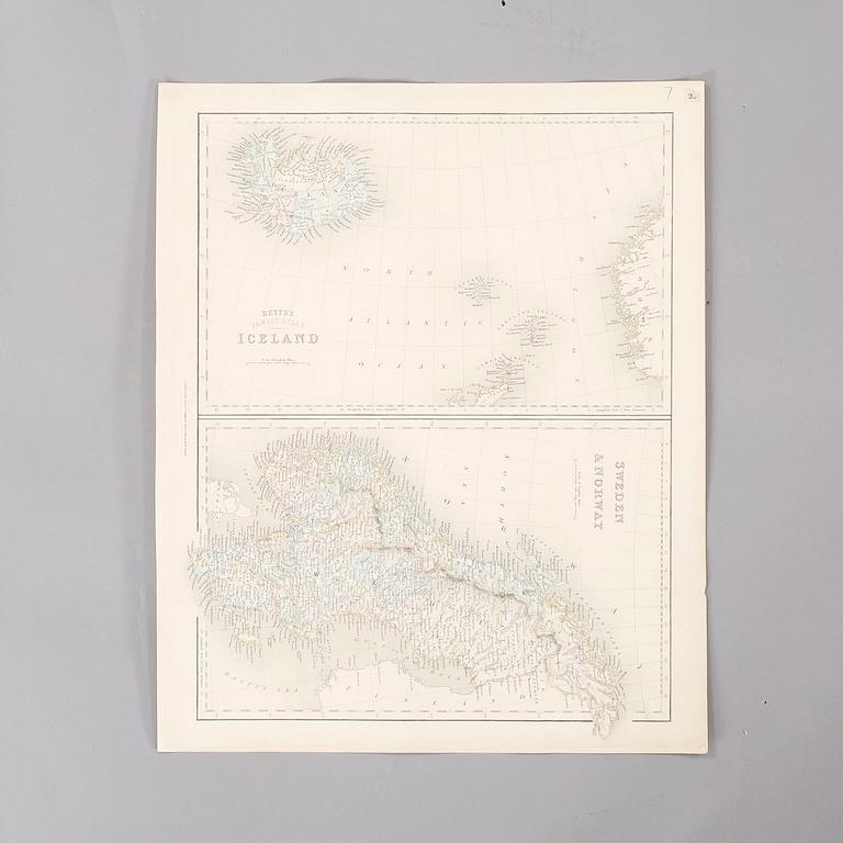 Five maps taken from books, 19th century.