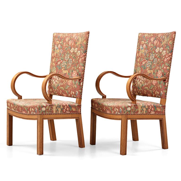 Nils Ahrbom & Helge Zimdahl, a pair of walnut armchairs, Stockholm 1932.