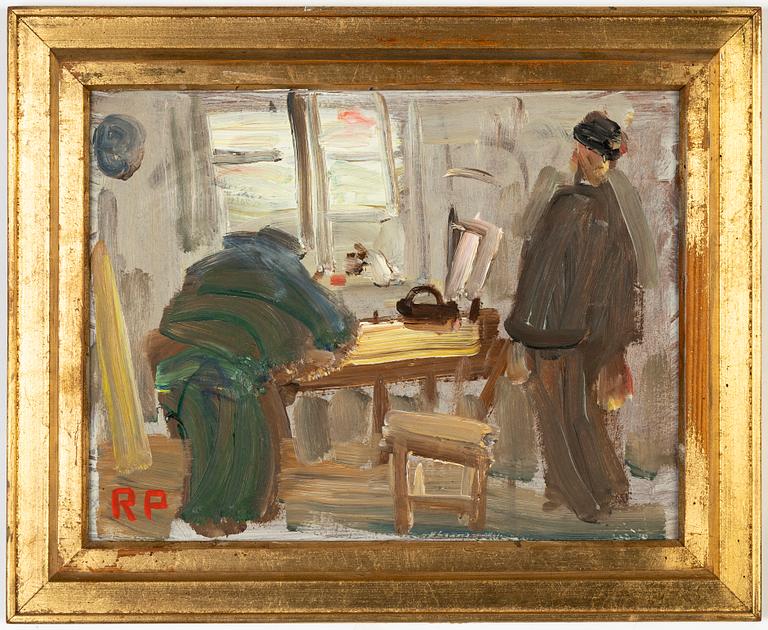 Ragnar Person, olja på pannå, sigerad RP.