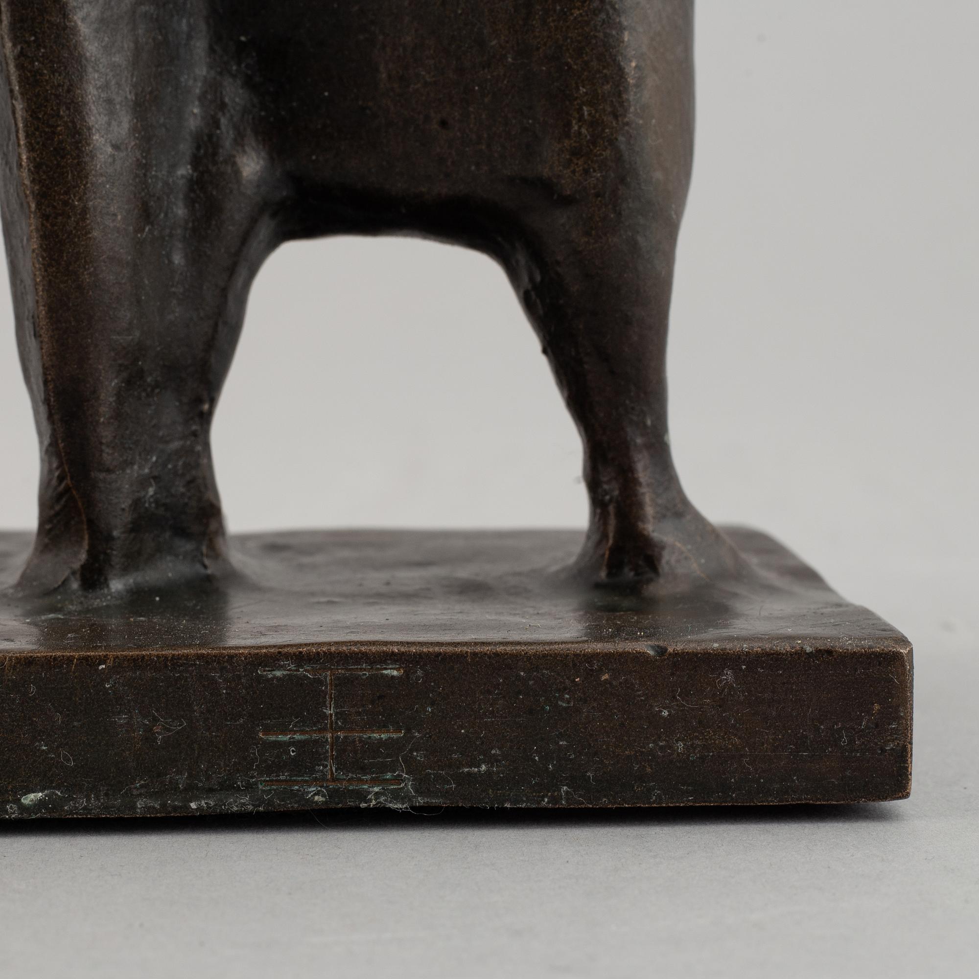 Eric Elfwén, a bronze skulpture, signed EE.