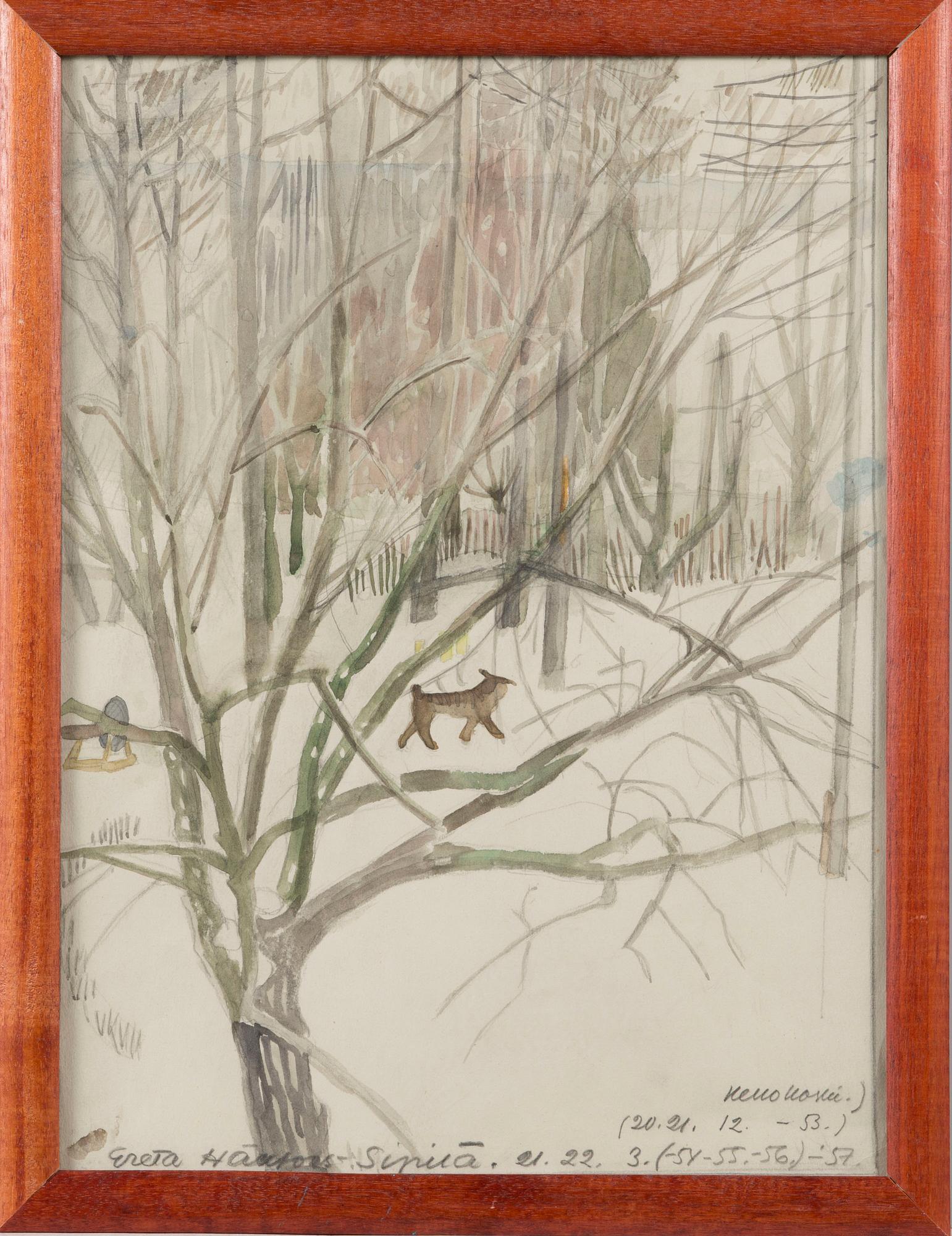 GRETA HÄLLFORS-SIPILÄ, akvarell, signerad och daterad 21-22.3. (20.-21.12. -53) (-54, -55, -56) -57.