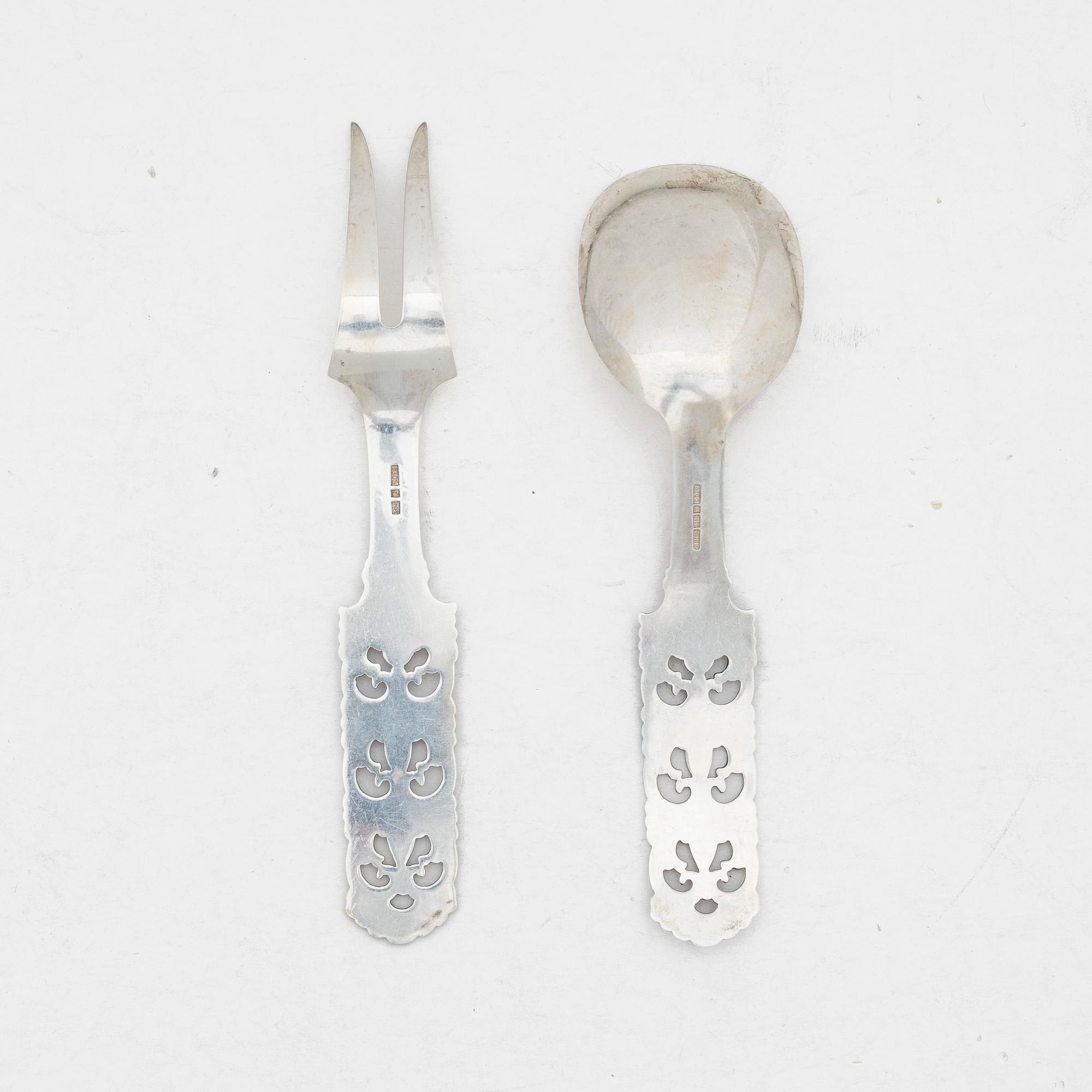 Brødrene Lohne, serveringsbestick, ett par, silver, Bergen, Norge, 1900-talets mitt.