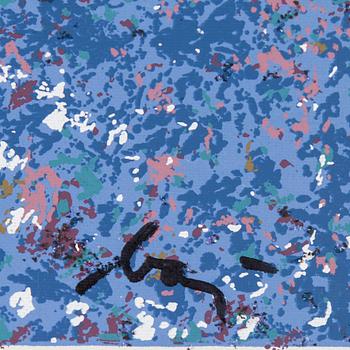 ENRICO BAJ, silkscreen on canvas, signed and numbered.