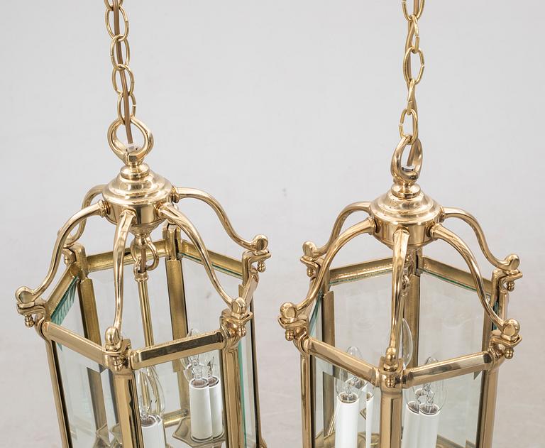 Ceiling lamps, a pair, England, second half of the 20th century.