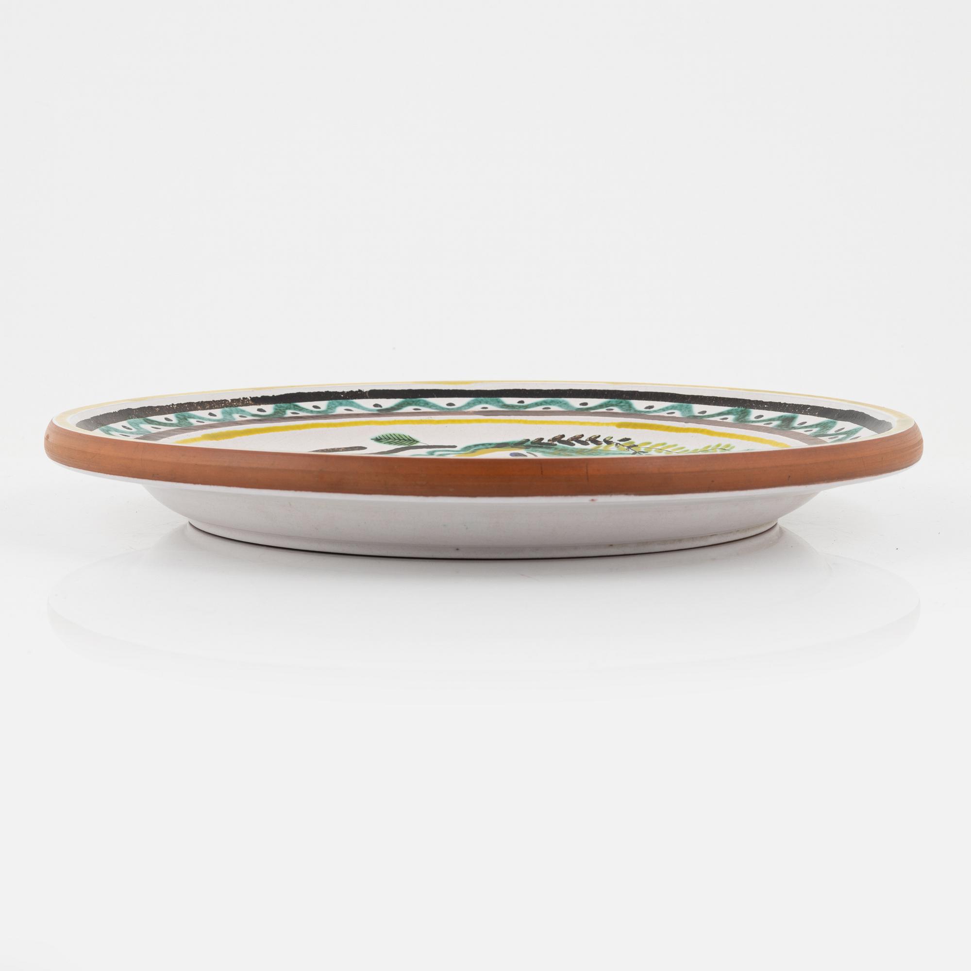 Stig Lindberg, a faience dish, Gustavsberg studio, Sweden 1940-50s.