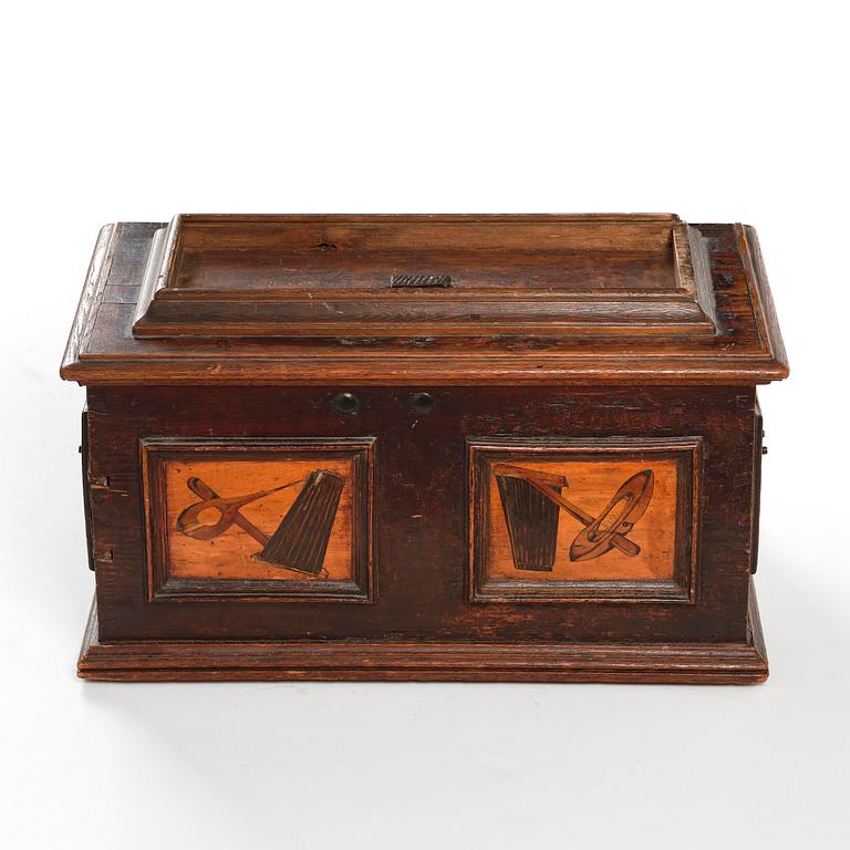 A South-German baroque 'Zunftruhe' guild casket for a weaver's guild, dated 1659.
