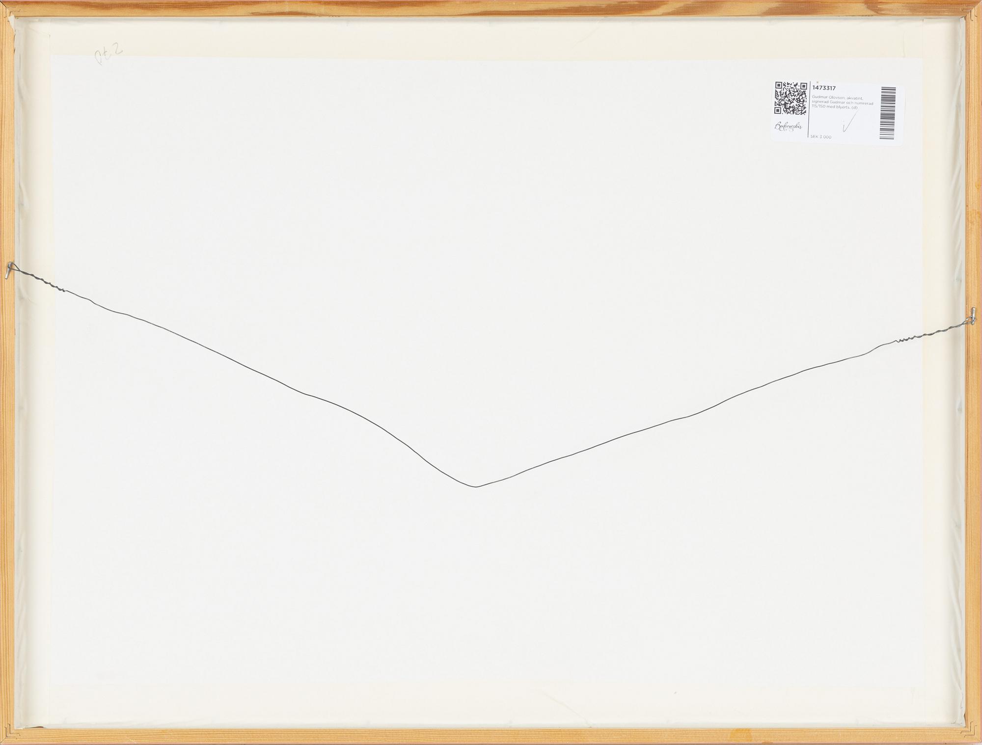 Gudmar Olovson, akvatint, signerad Gudmar och numrerad 115/150 med blyerts.