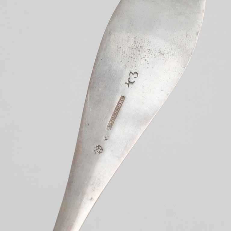 Swedish silver spoons, 7 pieces 18th century and one 19th century.