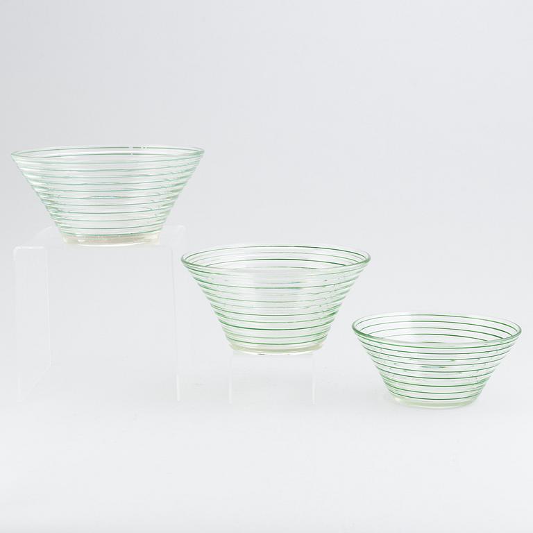 Jacob E Bang, A 14 piece glass service, Broksø, Holmegaard, Denmark, first half of the 20th Century.