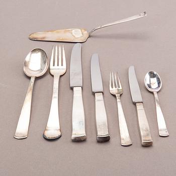 A Swedish 20th set of 143 pcs of silver cutlery mark of Jacob Ängman Stockholm 1960s total weight 4096 gram.