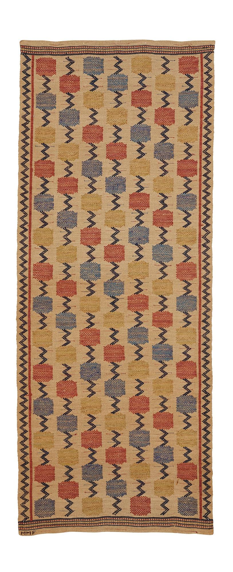 Märta Måås-Fjetterström, A TEXTILE, "Skaftblomman", flat weave, ca 192 x 76 cm, signed MMF.