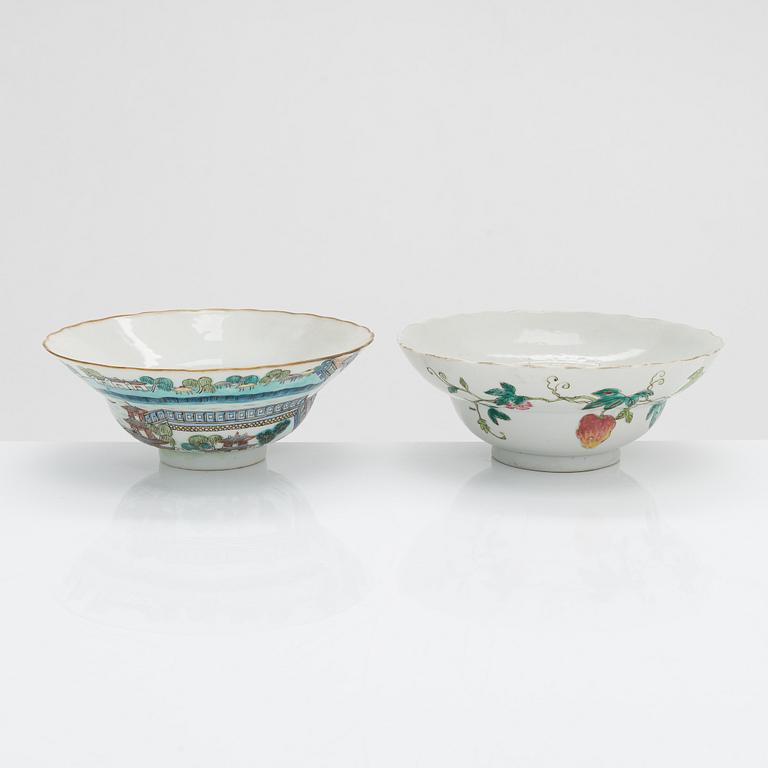 Two porcelain Qing dynasty bowls. China 20th century.
