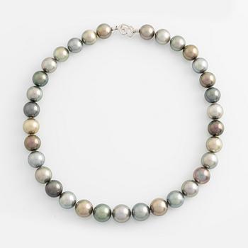 A Tahitian cultured pearl necklace.