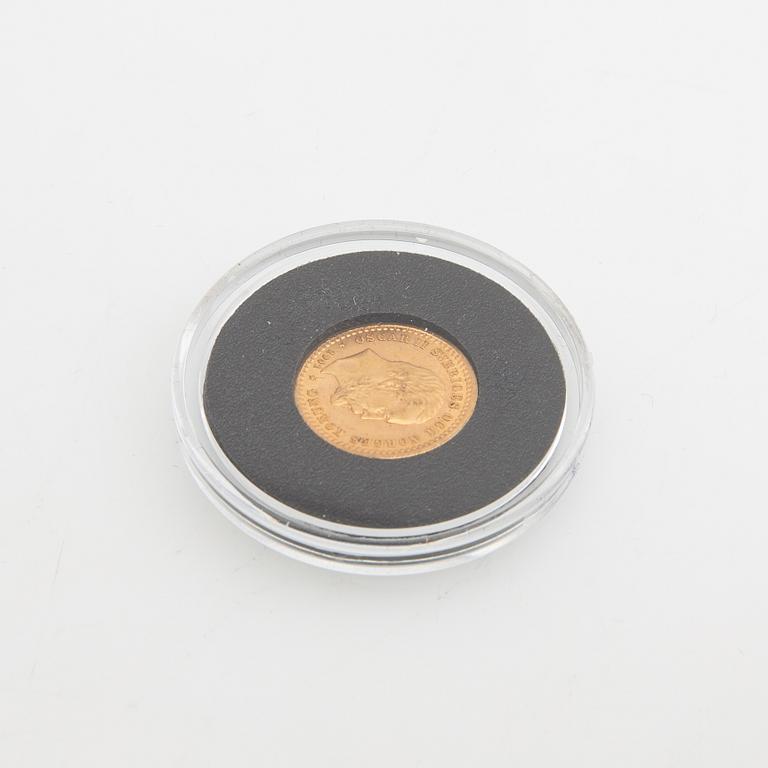 Guldmynt Sverige, Oscar II 5 kr, 1901.