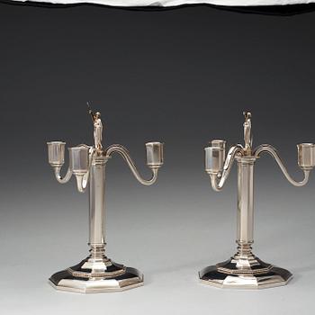 A pair of Atelier Borgila sterling candelabra, Stockholm 1941.