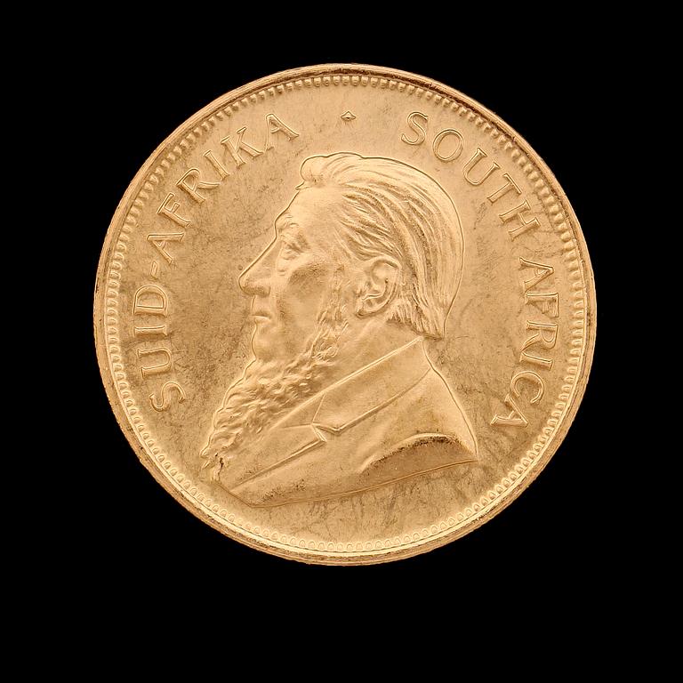 GULDMYNT, finguld, Krugerrand, Sydafrika, 1983. Vikt ca 34 g.