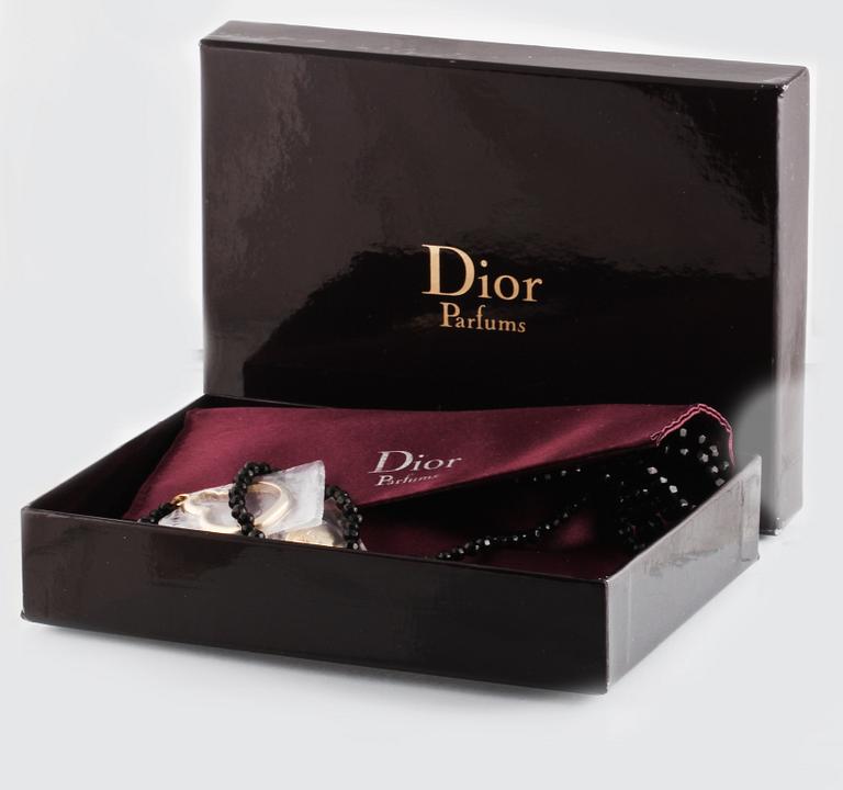 COLLIER, vitmetall samt fasettslipade svarta kulor, Christian Dior.