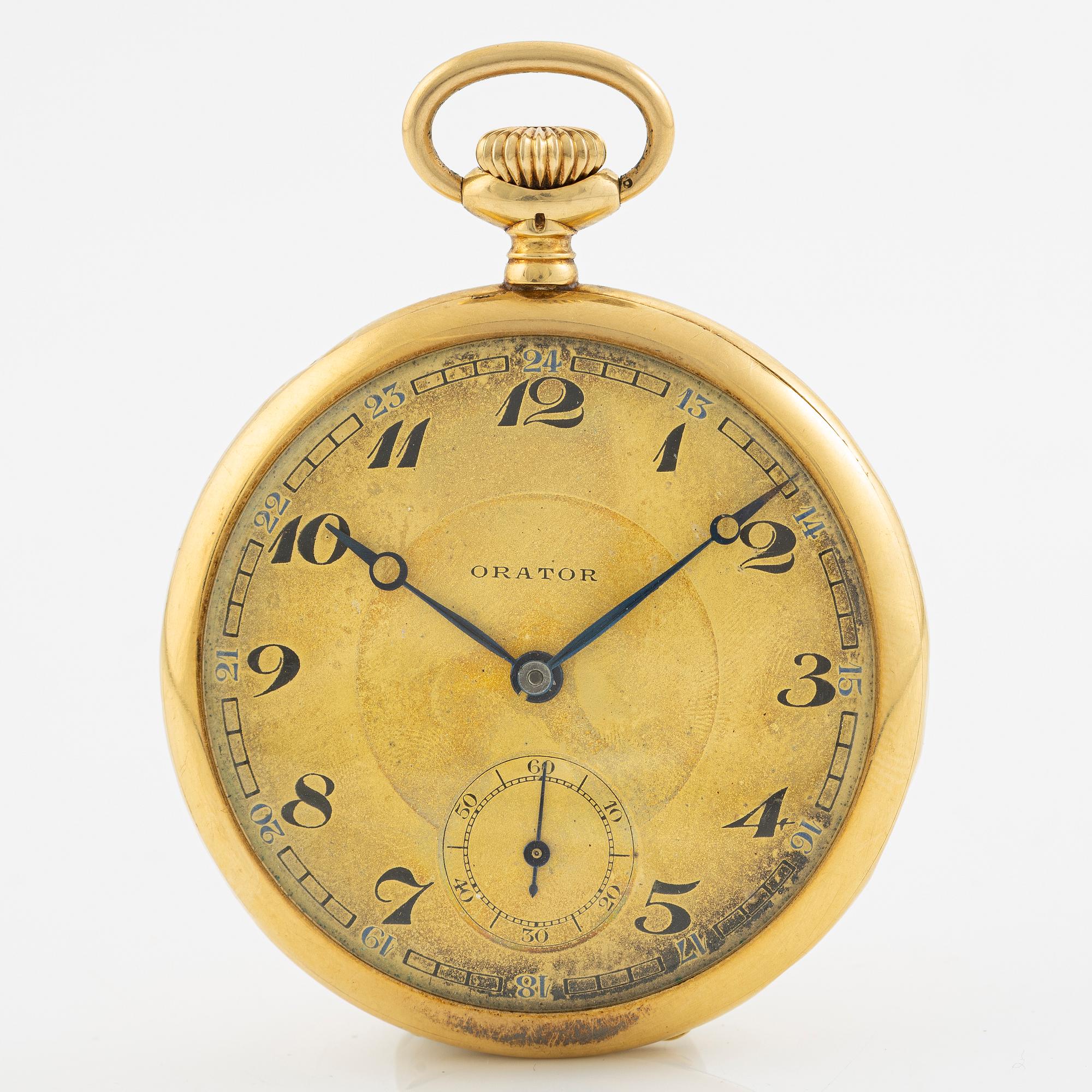 Orator, 18K guld, fickur, 49 mm.