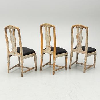 A set of five similar chairs, late 18th century.