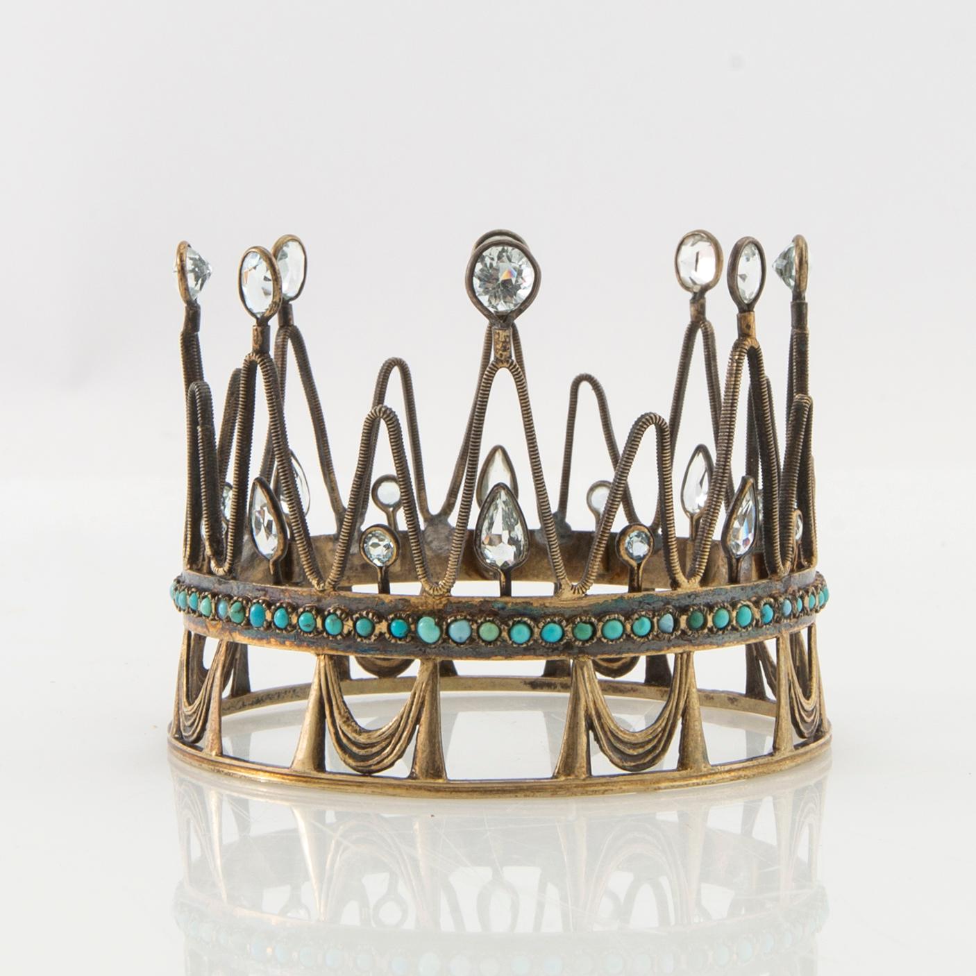 Bride's crown of gilded silver with turquoises and colourless stones, Stockholm 1936.