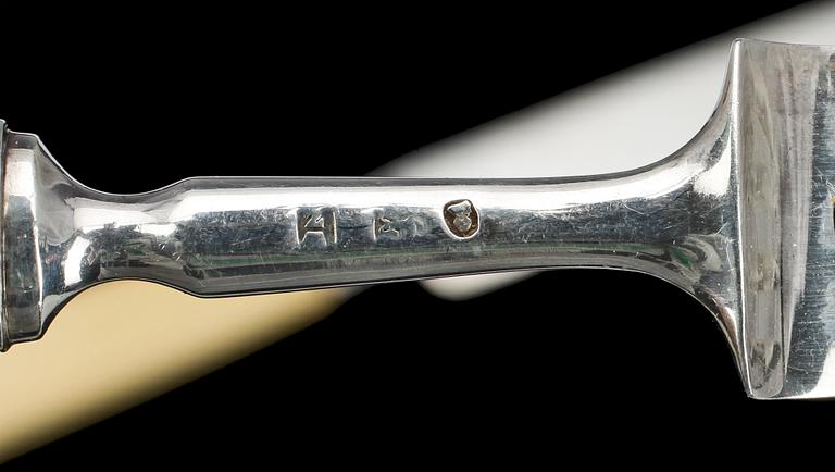 BESTICK, servisdelar, 28 st, silver, ben, England, bla Sheffield. 1800-1900-tal.